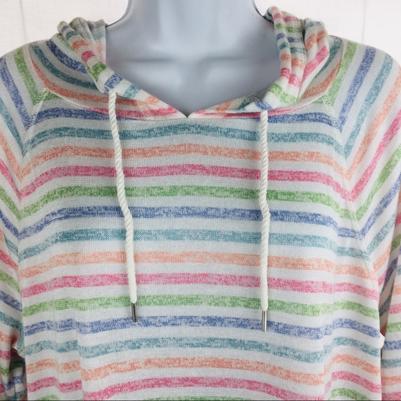 Talbots Tops - Stripe pastel Hoodie pop over top light knit L